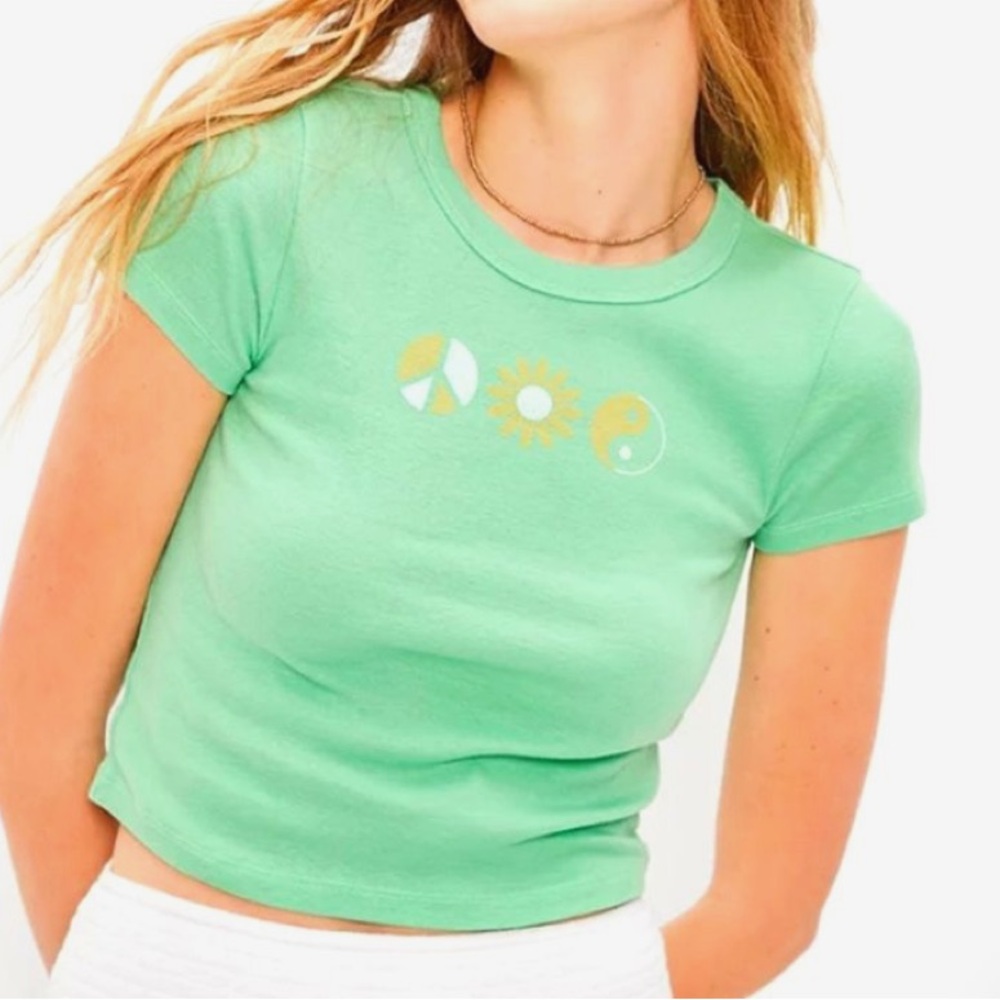 American Eagle Outfitters Green Symbol Crop Top